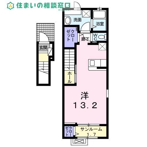 愛知県西尾市楠村町三在(アパート)の賃貸物件の間取り