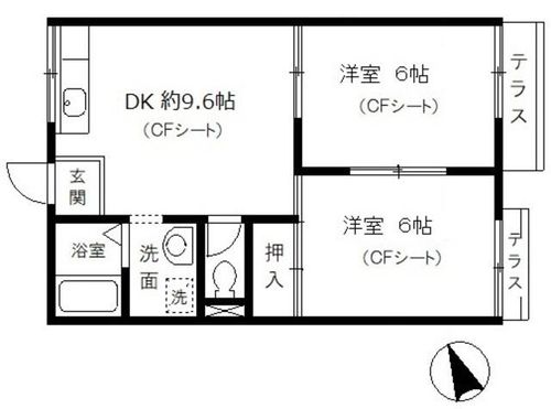 グランビューB棟B103の間取り