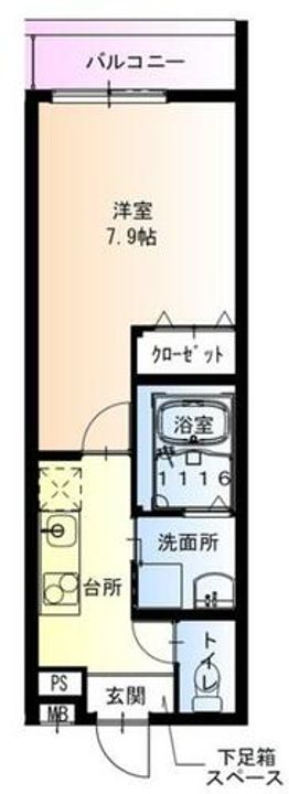 大阪府東大阪市高井田西2丁目(アパート)の賃貸物件の間取り