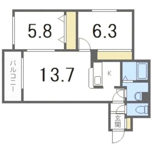 北海道札幌市西区西野四条3丁目(マンション)の賃貸物件の間取り
