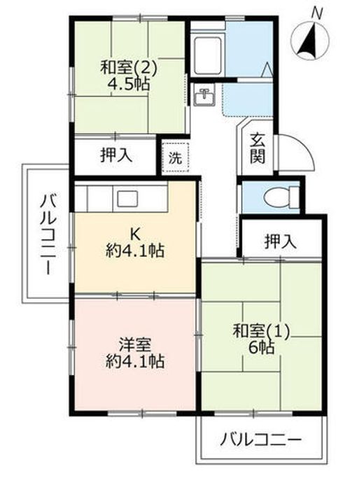UR中登美第三E070101の間取り