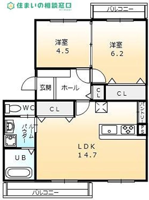 愛知県額田郡幸田町大字菱池字岩堀(マンション)の賃貸物件の間取り