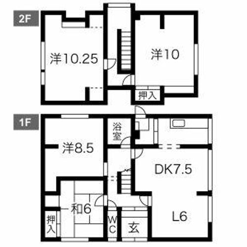北海道美唄市東三条南5丁目(一戸建)の賃貸物件の間取り