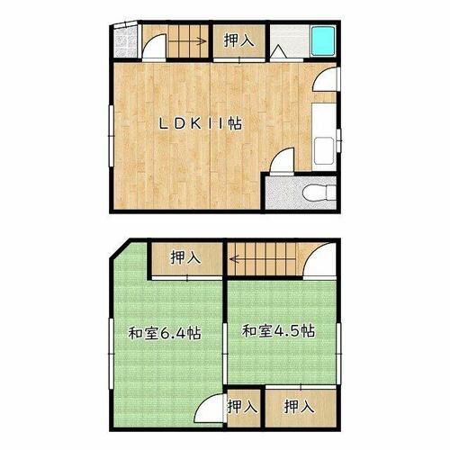 大阪府羽曳野市野々上4丁目(一戸建)の賃貸物件の間取り