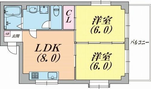 兵庫県神戸市兵庫区下三条町(マンション)の賃貸物件の間取り