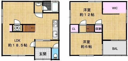 大阪府堺市東区西野(一戸建)の賃貸物件の間取り