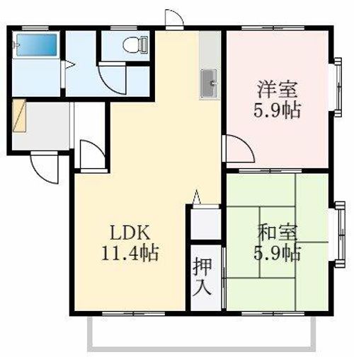 大阪府堺市中区福田(アパート)の賃貸物件の間取り