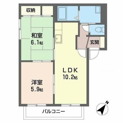 大阪府松原市岡2丁目(アパート)の賃貸物件の間取り