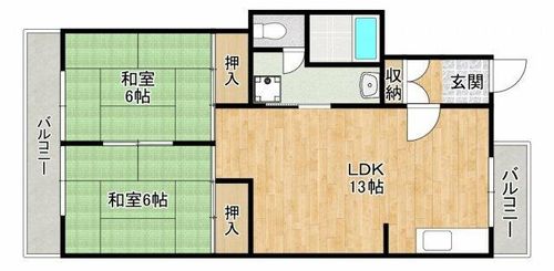 大阪府箕面市新稲7丁目(マンション)の賃貸物件の間取り