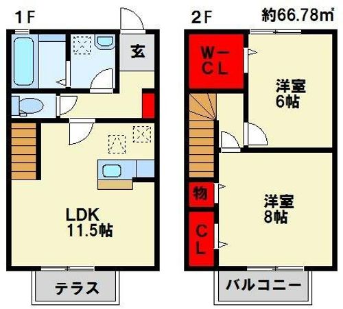 グロワール1番館102の間取り