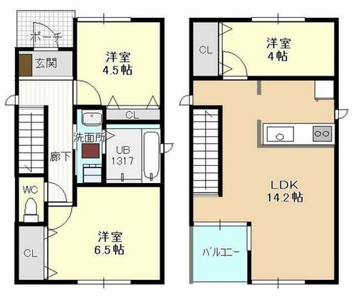 愛知県清須市朝日城屋敷(一戸建)の賃貸物件の間取り