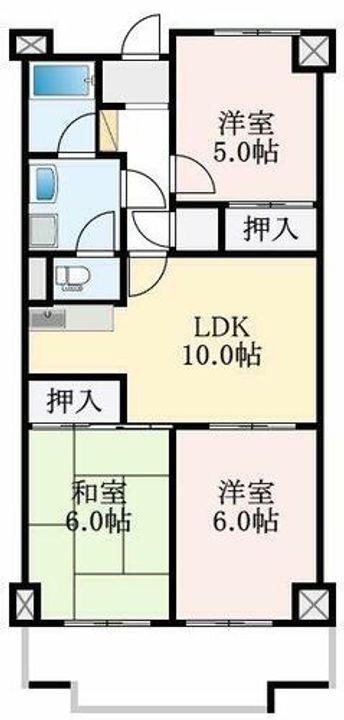 大阪府富田林市川面町2丁目(マンション)の賃貸物件の間取り