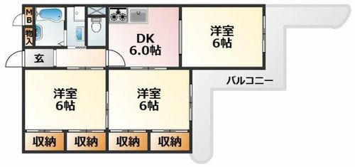 大阪府大阪市東淀川区東淡路1丁目(マンション)の賃貸物件の間取り