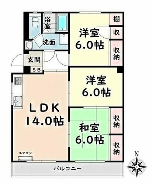 愛知県名古屋市瑞穂区彌富町字上山(マンション)の賃貸物件302の間取り