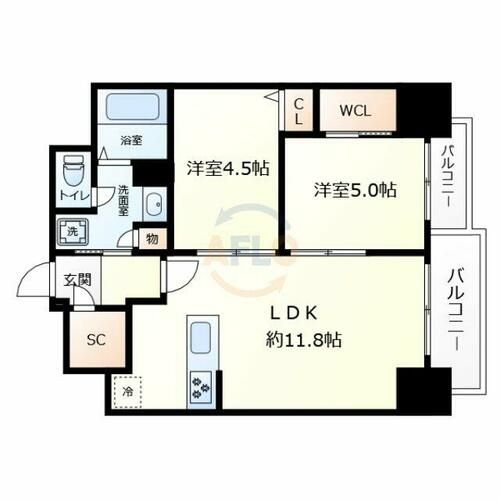 ルフォンプログレ新町の間取り