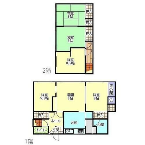 北海道網走市錦町(一戸建)の賃貸物件の間取り