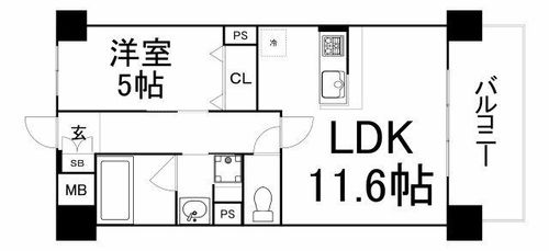 ブルフォルトゥーナ扇町の間取り