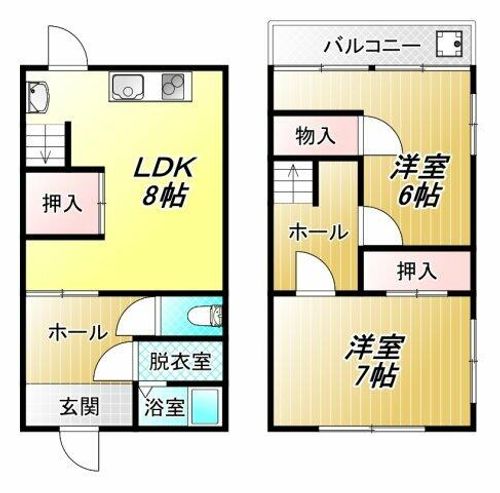 大阪府東大阪市荒川1丁目(一戸建)の賃貸物件の間取り