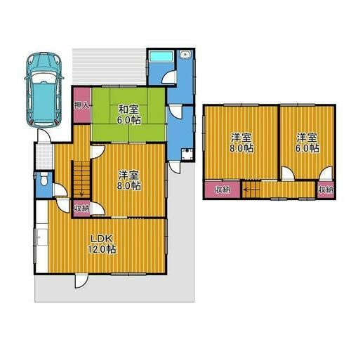 大阪府富田林市東板持町3丁目(一戸建)の賃貸物件の間取り