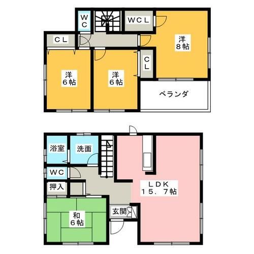 愛知県常滑市字萱苅口(一戸建)の賃貸物件の間取り