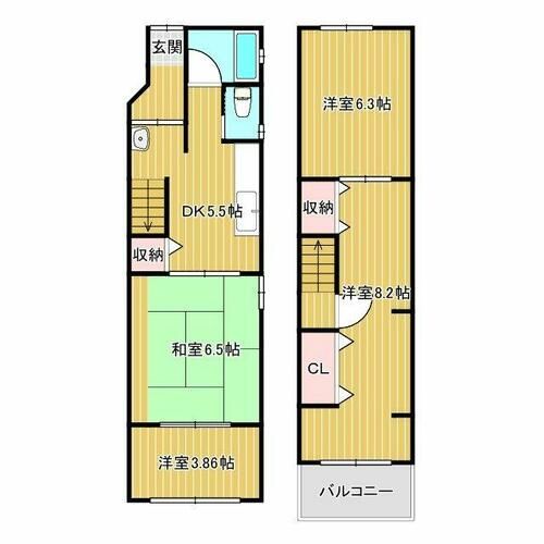 大阪府茨木市学園南町(一戸建)の賃貸物件の間取り