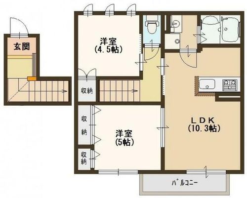 プレセアコート花園 C棟202の間取り
