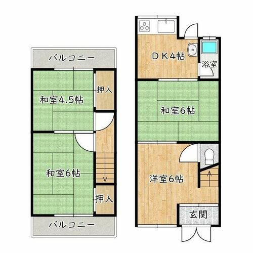 大阪府堺市東区日置荘西町7丁(一戸建)の賃貸物件の間取り