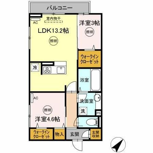福岡県北九州市戸畑区西鞘ケ谷町(アパート)の賃貸物件の間取り