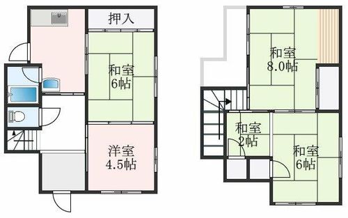 大阪府堺市西区草部(一戸建)の賃貸物件の間取り