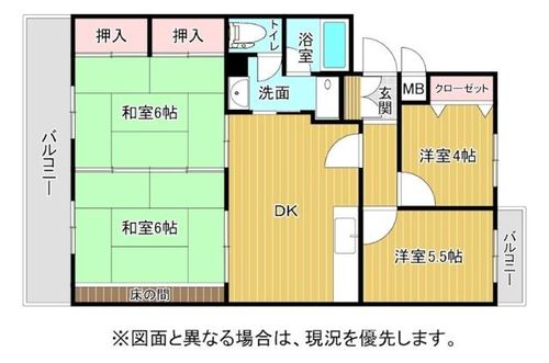 福岡県北九州市門司区大里東2丁目(マンション)の賃貸物件の間取り