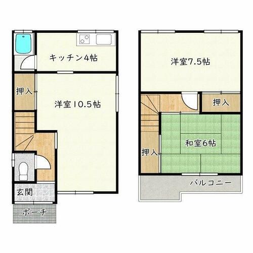 大阪府堺市西区浜寺諏訪森町西1丁(一戸建)の賃貸物件の間取り