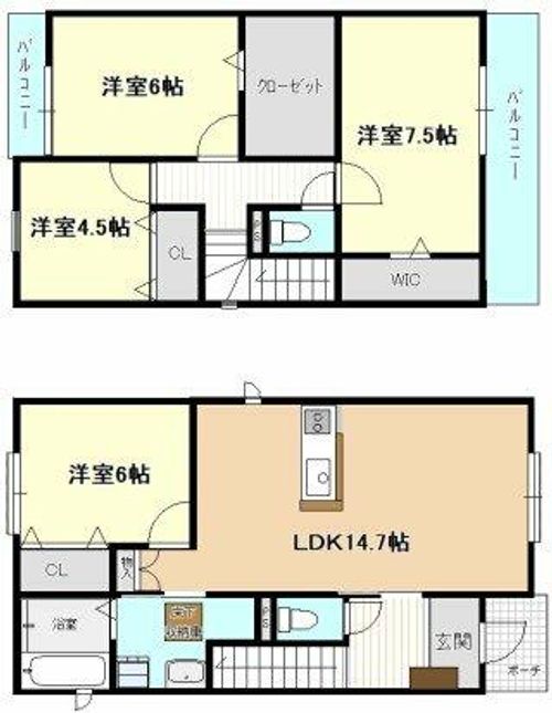 愛知県名古屋市西区山木2丁目(一戸建)の賃貸物件の間取り