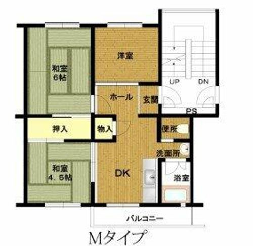 兵庫県公社 姫路市川3号棟413の間取り