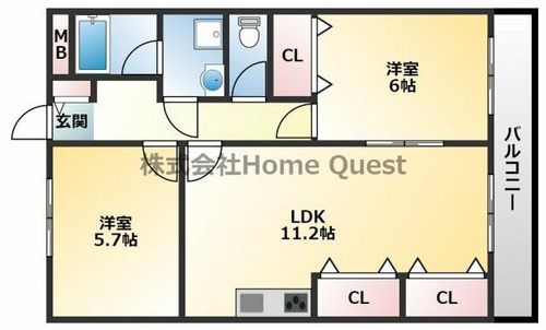 大阪府柏原市大県3丁目(アパート)の賃貸物件の間取り
