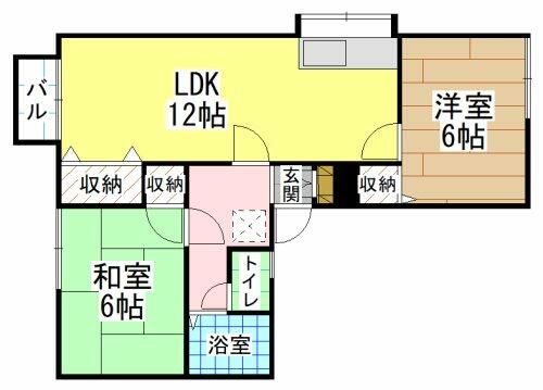 福岡県北九州市小倉南区上貫1丁目(アパート)の賃貸物件の間取り