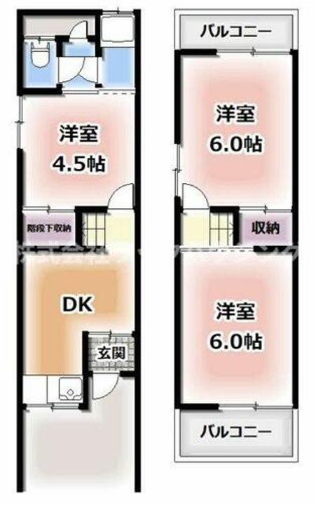 大阪府寝屋川市田井西町(テラスハウス)の賃貸物件の間取り