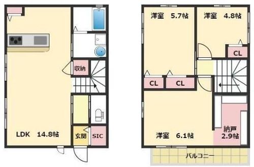 兵庫県加古郡播磨町北本荘1丁目(一戸建)の賃貸物件の間取り