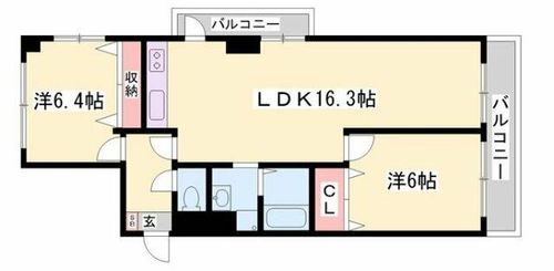 兵庫県姫路市広畑区高浜町1丁目(マンション)の賃貸物件の間取り