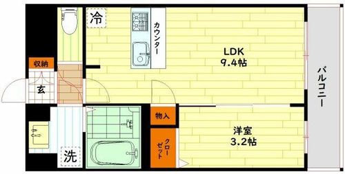 大阪府大阪市東成区東今里2丁目(マンション)の賃貸物件の間取り