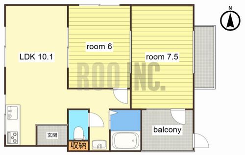 三景コーポ1-2の間取り