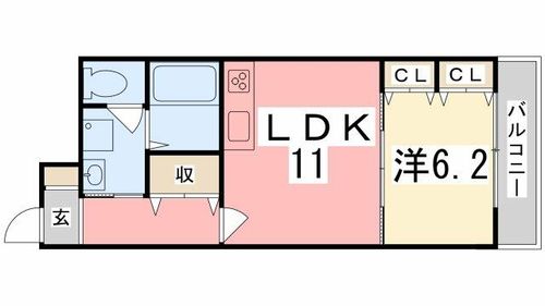 上野マンション1-Bの間取り
