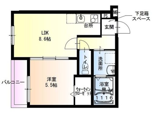 大阪府東大阪市稲田本町3丁目(アパート)の賃貸物件の間取り