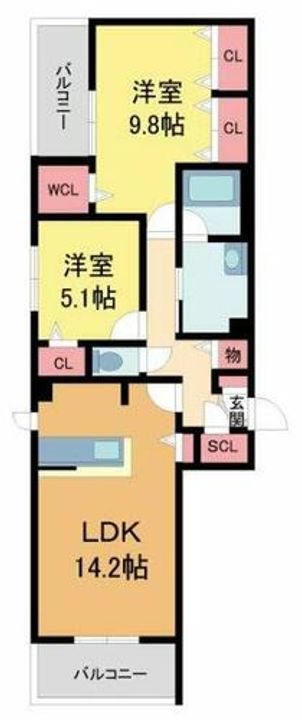 シャーメゾン グラン アイ202の間取り