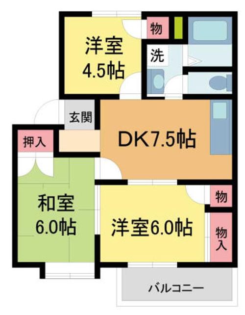 グレースA棟・B棟B202の間取り