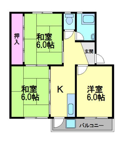 川西松ケ丘団地1号棟の間取り