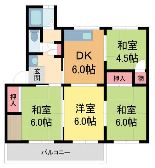 公社清和台住宅14号棟107の間取り