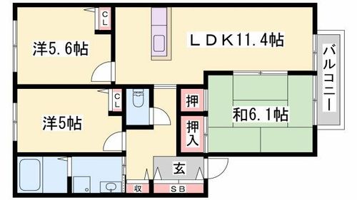 グリーンハイツR A棟0101の間取り
