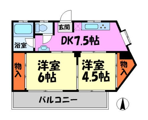 川田ハイツ401の間取り