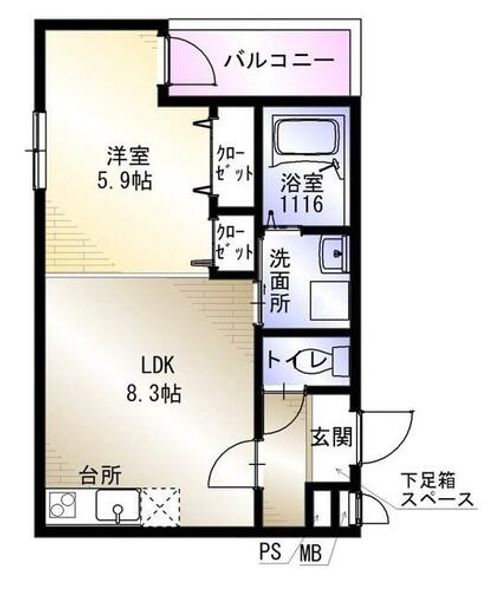 大阪府東大阪市稲葉1丁目(アパート)の賃貸物件の間取り