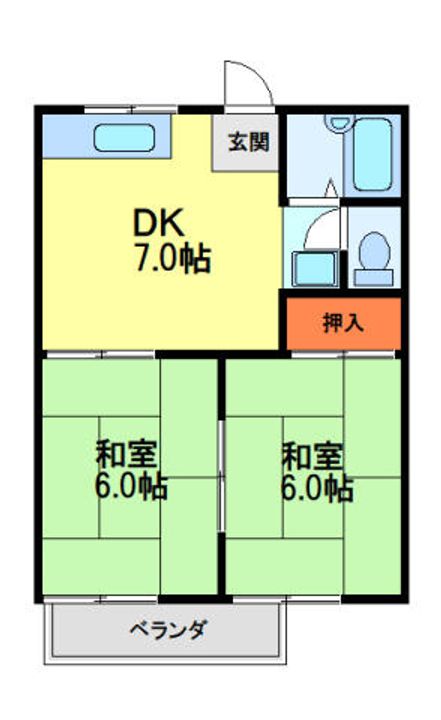 乾ハイツB202の間取り